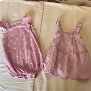 Cat & Jack Light Purple Baby Dress, Onesie,2Biker Shorts